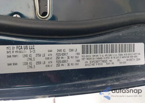 2015 Dodge Journey Sxt z USA, uszkodzony, nr VIN 3C4PDCBB7FT708325